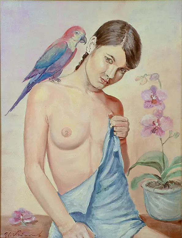 Urszula Nieborak - Dziewczyna z papugą II