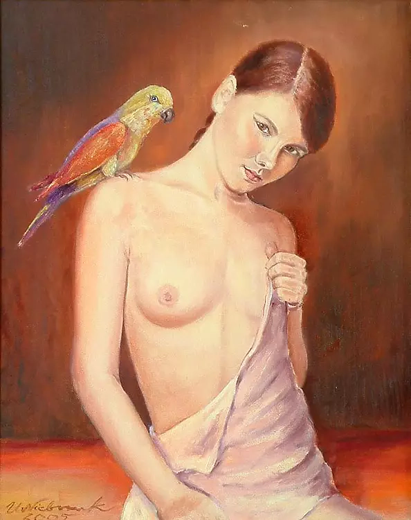 Urszula Nieborak - The girl with a parrot 