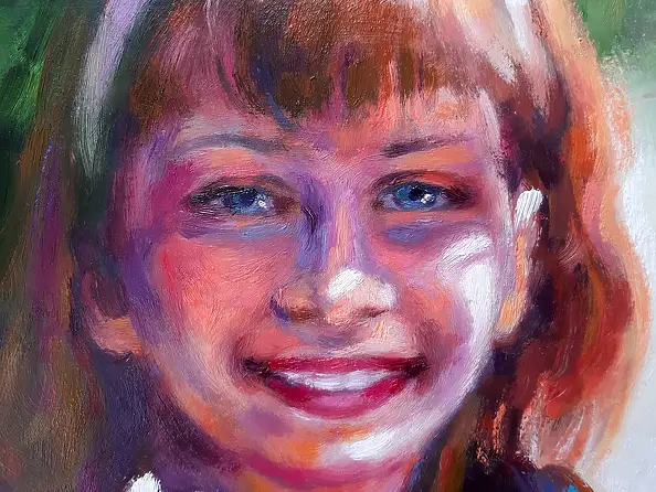 Barbara Gulbinowicz, Ragazza con gli anemoni, Quadro a olio - tela, 60 x 75