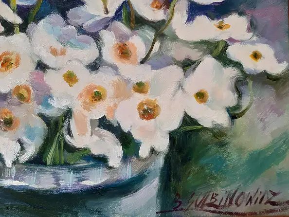Barbara Gulbinowicz, Ragazza con gli anemoni, Quadro a olio - tela, 60 x 75