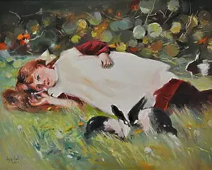 Damian Gierlach - Girl with rabbits