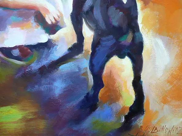 Barbara Gulbinowicz - Dziewczynka z pieskiem na ścieżce