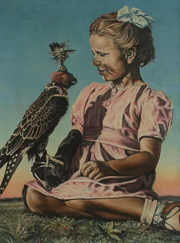 Eryk Maler - Girl with a falcon, 1980