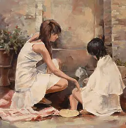 Katarzyna Kurkowska, Девушка с кошкой, Масляная картина - холст, 70 x 60