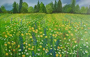 Jadwiga Rudnicka - Wild meadow with dandelions