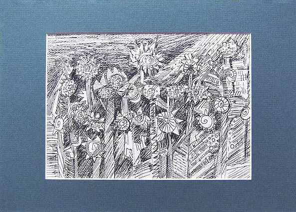 Anna Skowronek - Dziki ogród - czarno biały rysunek, oryginał,unikat