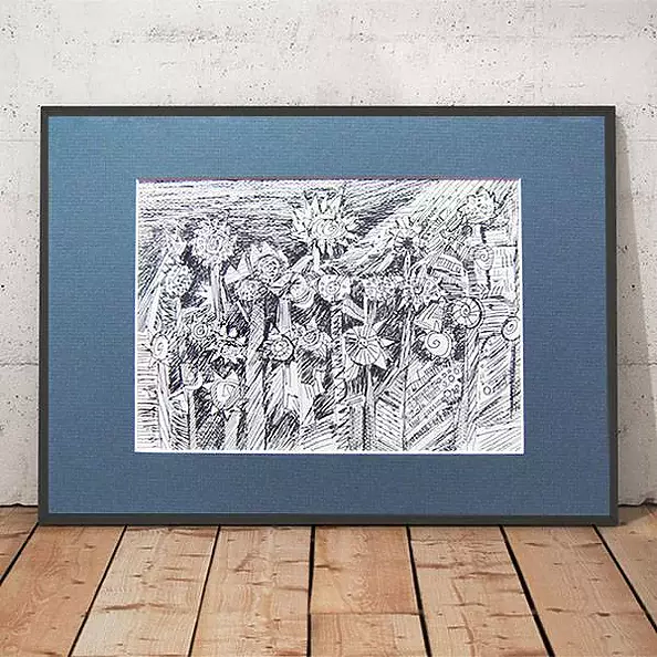 Anna Skowronek - Dziki ogród - czarno biały rysunek, oryginał,unikat