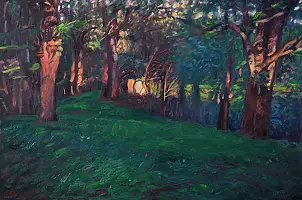 Wojciech Pater, Dzikie Miejsca IV - Zmierzch w Lesie, Obraz olejny - płyta, 60 x 40