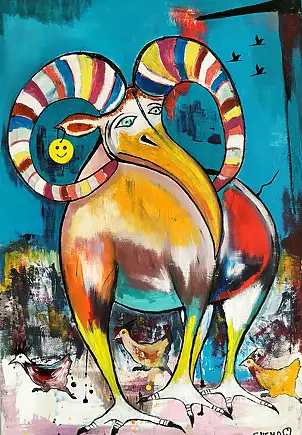 Przemyslaw Michalczuk, Ornitorinco cornuto: una nuova specie, Dipinto acrilico, Quadro a olio - tela, 70 x 100