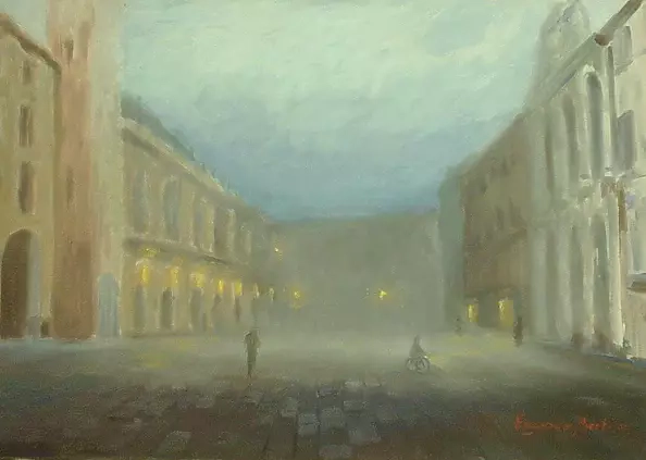 Eugenio Berti - On the square early in the morning