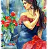 Teresa Kopańska, « L'Écho des Roses », Aquarelle, gouache - , 16 x 30