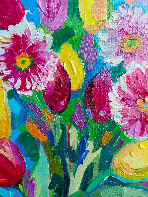 Anastasiia Kurkova, Eksplozja kolorów, Obraz olejny - płótno, 40 x 70
