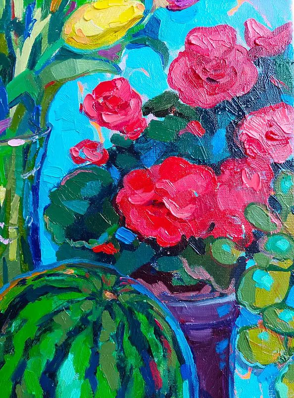 Anastasiia Kurkova, Eksplozja kolorów, Obraz olejny - płótno, 40 x 70