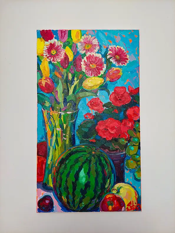 Anastasiia Kurkova, Eksplozja kolorów, Obraz olejny - płótno, 40 x 70