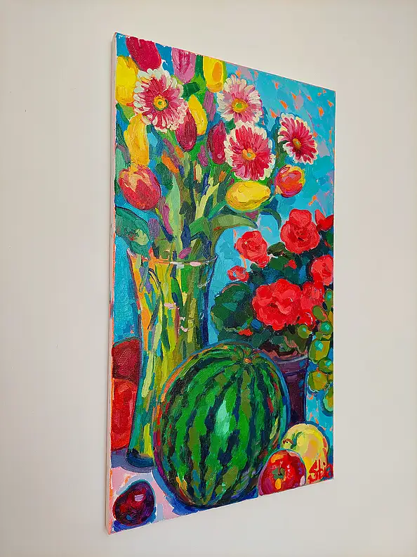 Anastasiia Kurkova, Eksplozja kolorów, Obraz olejny - płótno, 40 x 70