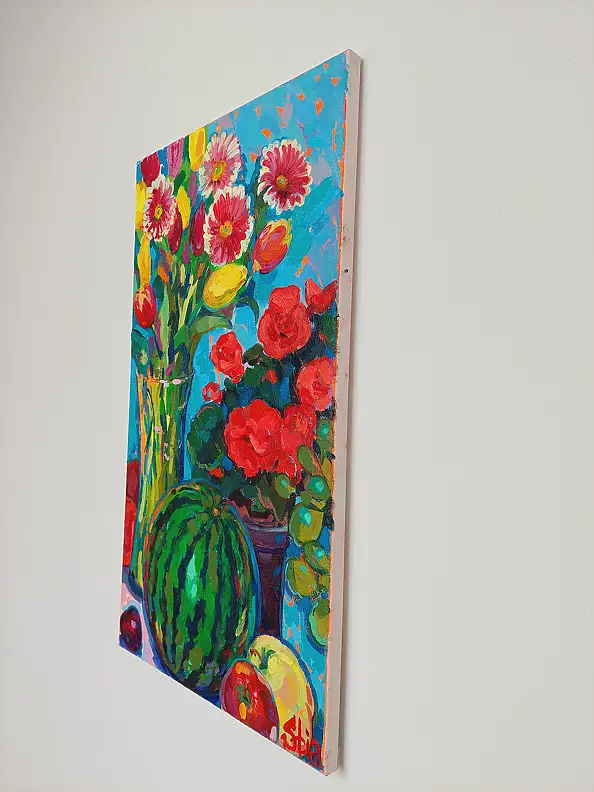 Anastasiia Kurkova, Eksplozja kolorów, Obraz olejny - płótno, 40 x 70