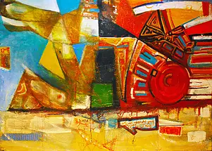 Krzysztof Gajewski, Eldorado III - Tutto scorre, Collage, Dipinto acrilico, Quadro a olio - tavola, pannello, 130 x 90