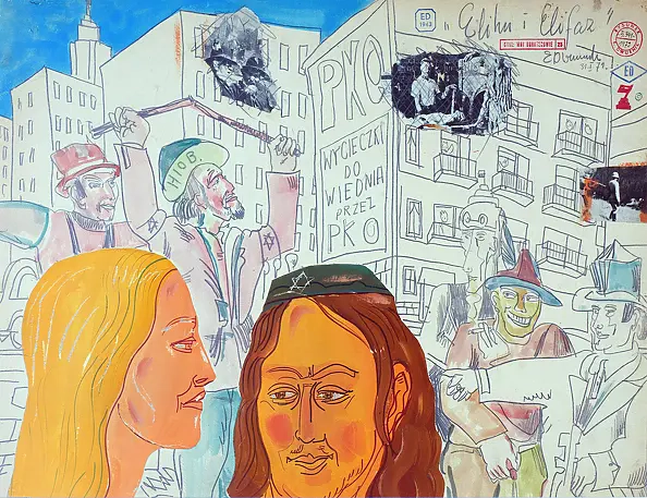 Edward Dwurnik - Elihu i Elifaz - z cyklu `Moi bohaterowie` -rok 1979