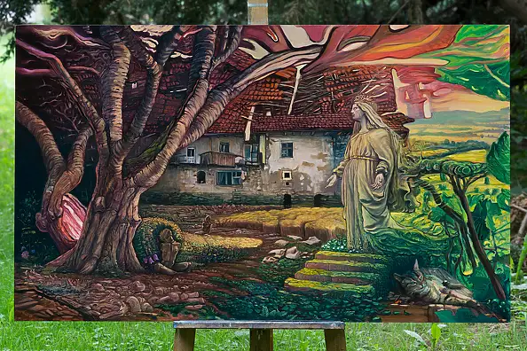 Wojciech Pater, Europa po Wojnie – Część II – Entropia, Obraz olejny - płyta, 125 x 75