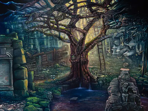 Wojciech Pater, Europa po Wojnie - Część I - Przemienienie, Obraz olejny - płyta, 80 x 60