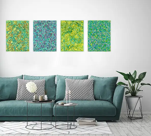 Pamela Rys, Evergreen, Impasto, Obraz akrylowy, Relief, Techniki mieszane - płótno, 120 x 40