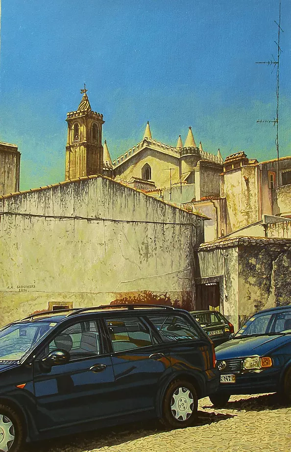 Andrzej A Sadowski - Evora-parking with dark blue Volkswagen