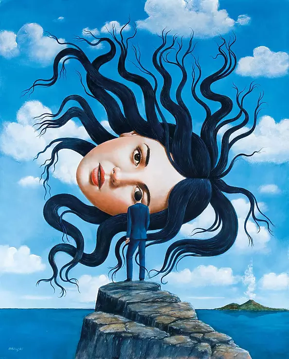 Rafał Olbiński - Eye of Medusa (Monica Bellucci) - OBRAZ OLEJNY