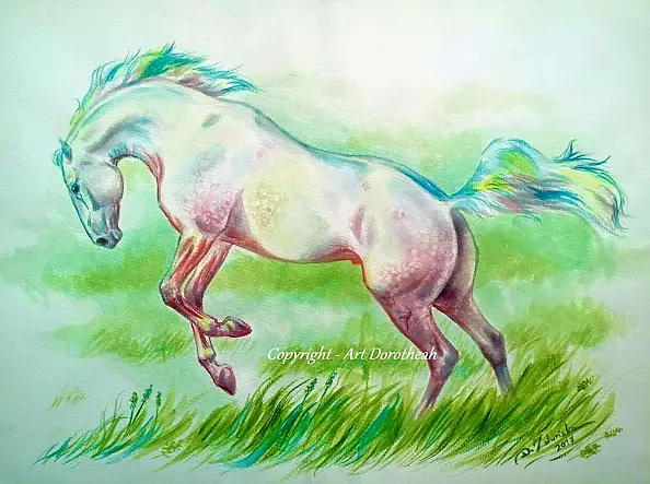 ART DOROTHEAH - FREEDOM'S CHOICE - WARMBLOOD STALLION, horse, horse picture, painting