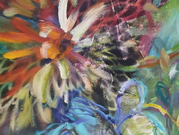 Anna Borcz, FREESIAS ET ASTERS, Peinture à l'huile - toile, 70 x 50