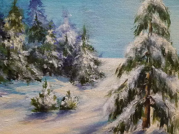 Yana Yeremenko - "FULL MOON", acrylic painting, winter landscape