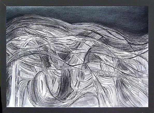 Anna Skowronek - Waves - black and white drawing
