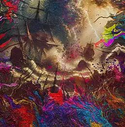 Mikołaj Jackiewicz, Vagues sur la mer, Peinture acrylique - toile, 60 x 90