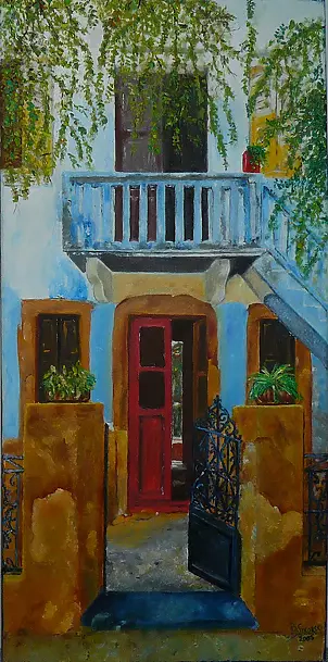 Barbara Sikorski - Facade of a Greek house
