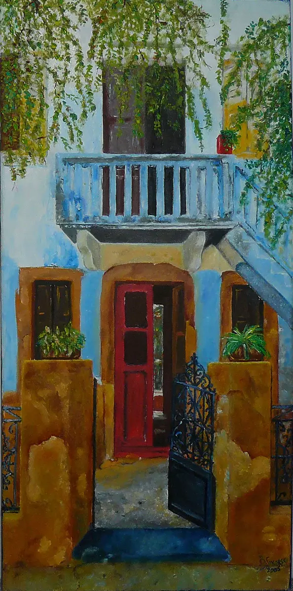 Barbara Sikorski - Facade of a Greek house