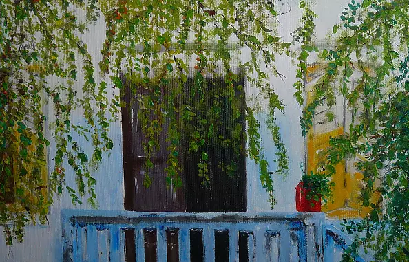 Barbara Sikorski - Facade of a Greek house