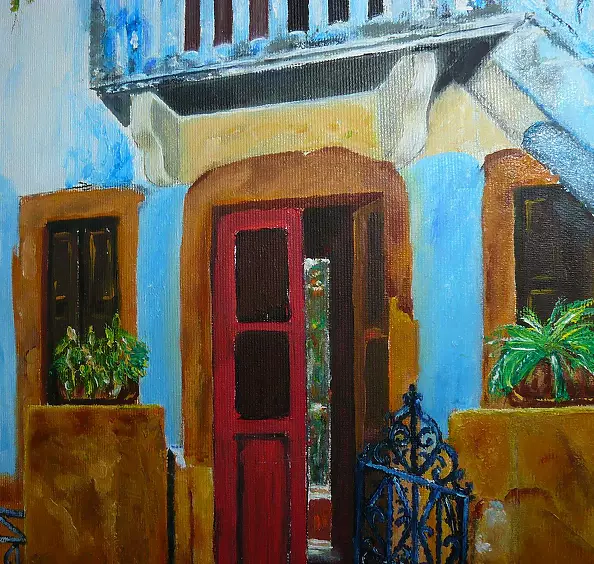 Barbara Sikorski - Facade of a Greek house