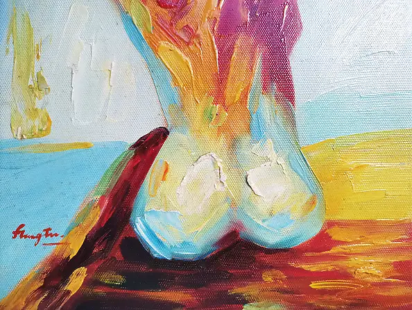 Hongtao Huang, Female model, Obraz olejny - płótno, 20 x 25