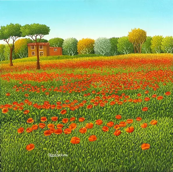 Cesare Marchesini - field of poppies