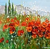 Olha Darchuk - Field of poppies near the mountains