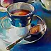 Barbara Gulbinowicz - A cup of coffee, a sugar bowl and plums