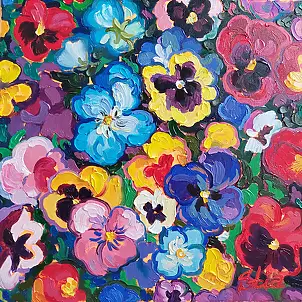 Anastasiia Kurkova, Fioletowe Pole, Obraz olejny - płótno, 40 x 40