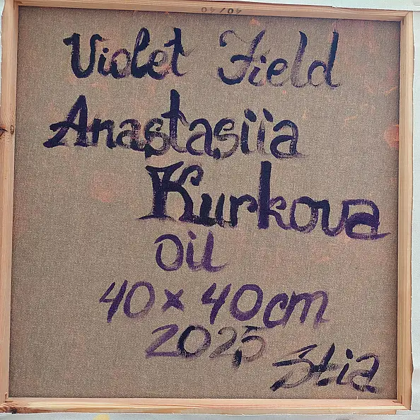 Anastasiia Kurkova, Fioletowe Pole, Obraz olejny - płótno, 40 x 40