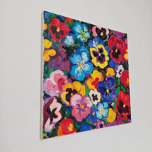 Anastasiia Kurkova, Fioletowe Pole, Obraz olejny - płótno, 40 x 40