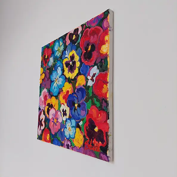 Anastasiia Kurkova, Fioletowe Pole, Obraz olejny - płótno, 40 x 40