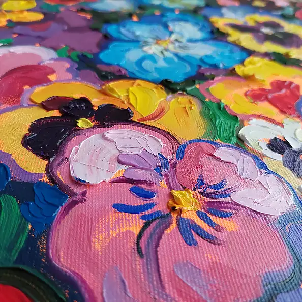 Anastasiia Kurkova, Fioletowe Pole, Obraz olejny - płótno, 40 x 40