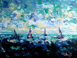 Jerzy Stachura - purple sailboats