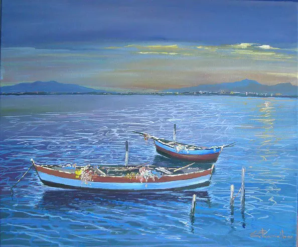 Elio Picariello - Fishing boats at sunset