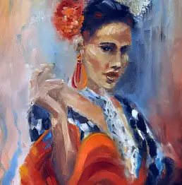 Danuta Tworke, Фламенко-портрет, Масляная картина - холст, 60 x 80