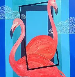 karolina kowalczyk, Фламинго, Акрилова картина - холст, 70 x 100