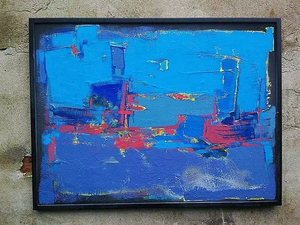 Piotr Kukla Qkla - "Floodland", 100X75 cm, mixed media on plywood, 2017